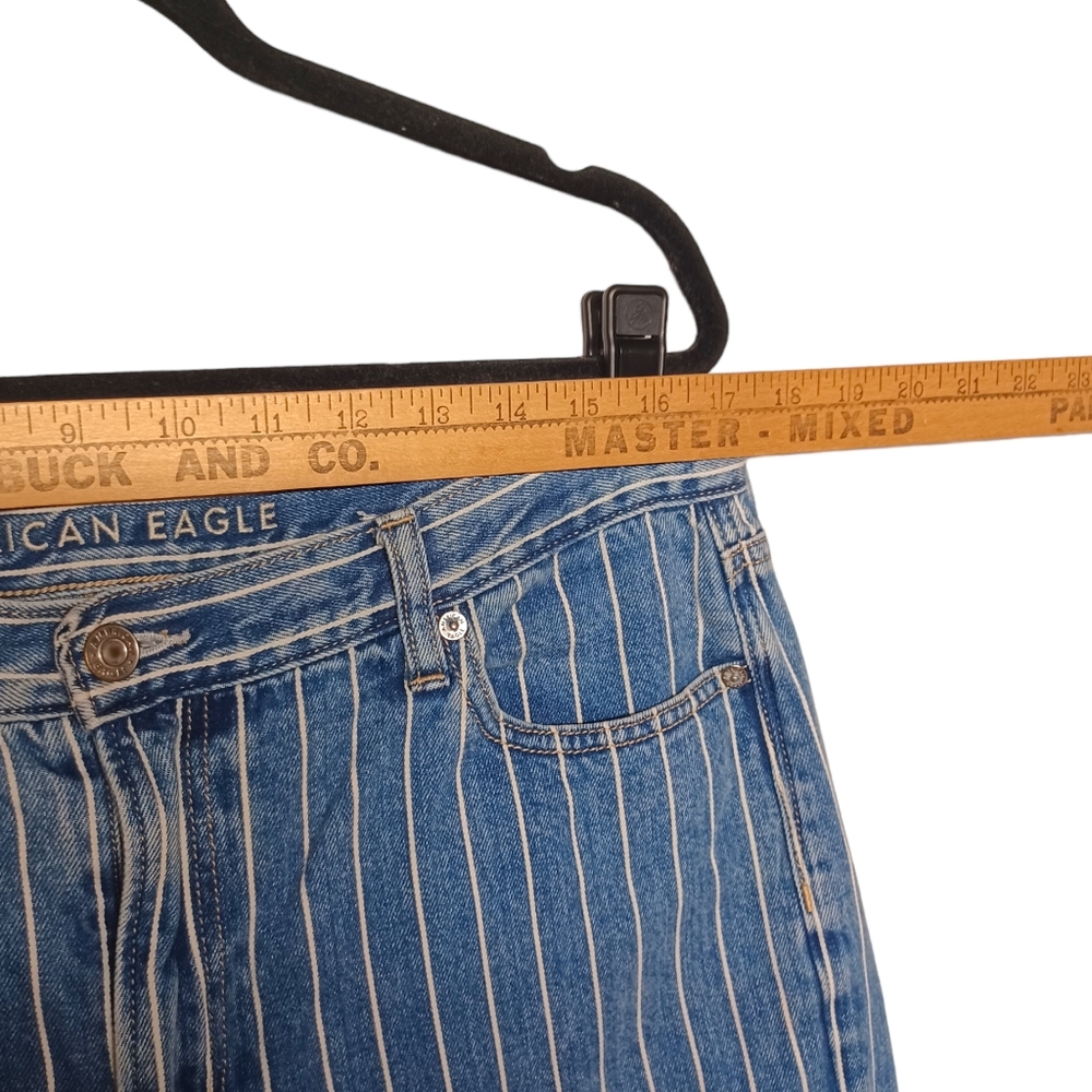 AEO AMERICAN EAGLE Mom Jean White Stripe Print Boho Blue Jeans 16 - Picture 7 of 9